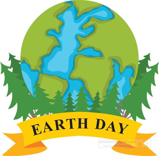 Earth Day Clipart-earth surrounded by trees celebrate earth day clipart