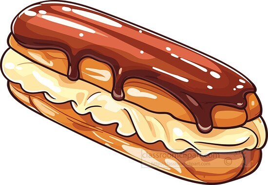 eclair with chocolate glazed frosting clipart