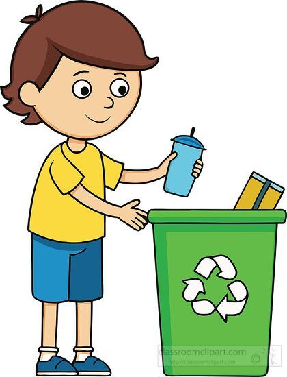 eco friendly activities of recycling cartoon style