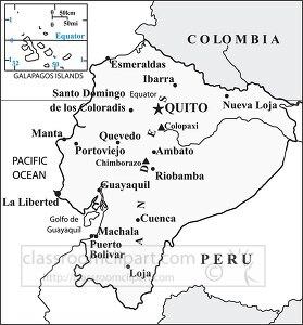 Ecuador country map black outline