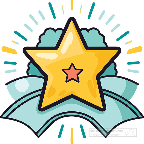 education bright yellow star achievement badge