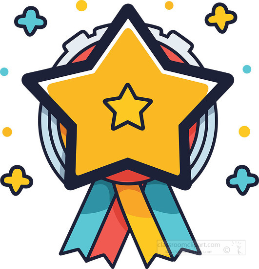 education fun star achievement badge with ribbon