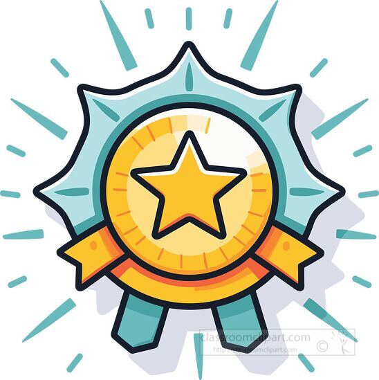 education shinny achievement badge with rays