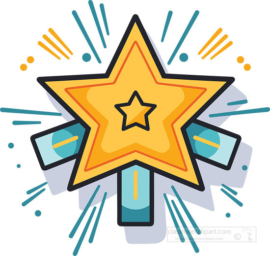 education star achievement badge with rays