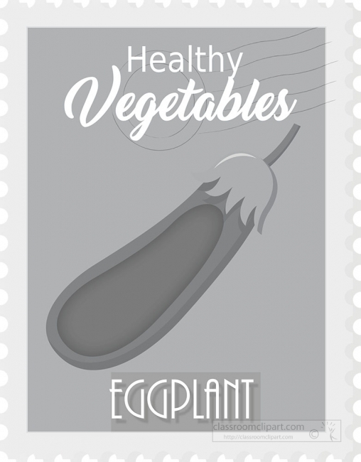 eggplant healthy vegetable stamp style gray color clipart