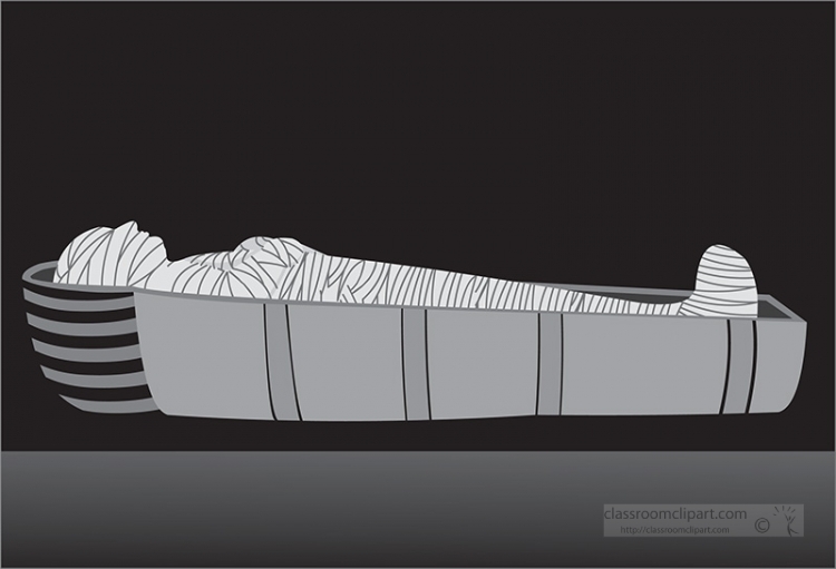 egyptian mummy inside coffin gray color clipart