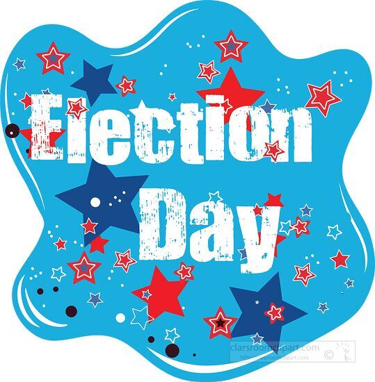 election day clipart with star decorations on a blue background