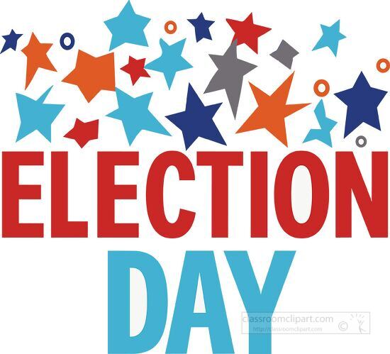 election day graphic with multicolored stars clipart