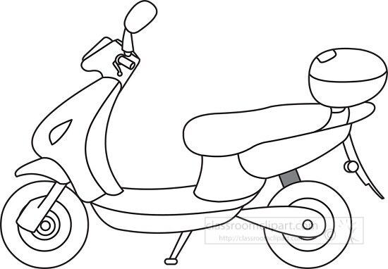 electric scooter yellow clipart 195 outline bw