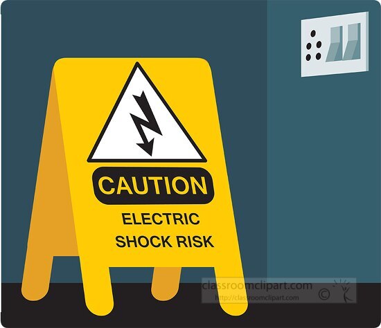 electric shock risk caution sign safety clipart