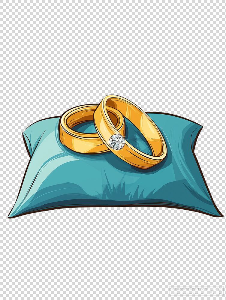 Elegant Wedding Bands Resting on Decorative Pillow