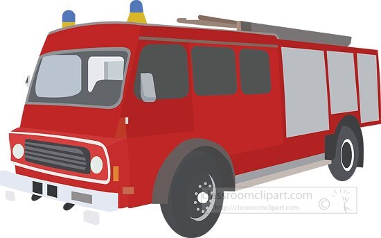 emergency vehicle red fire engine clipart 017