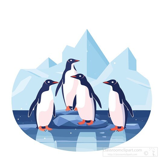 emperor penguins standing on icy surfaces in antarctic clip art