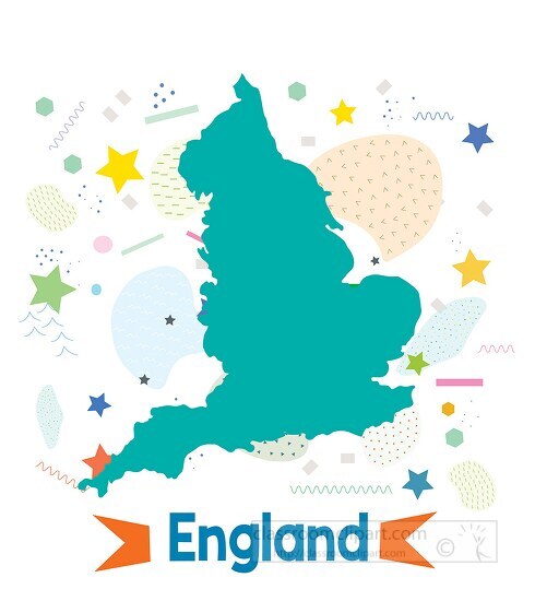 England illustrated stylized map
