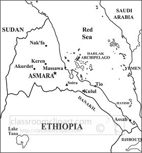 Eritrea country map black outline