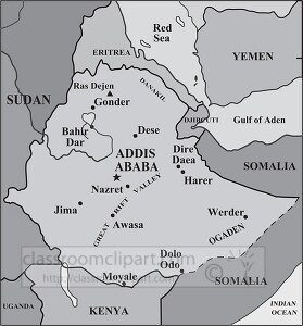 Ethiopia country map gray color