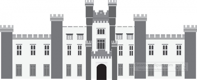 european castle exterior gray color clipart