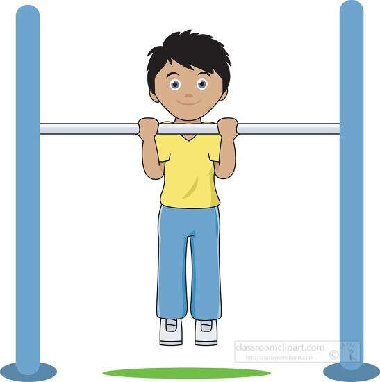 exercise boy pullups clipart