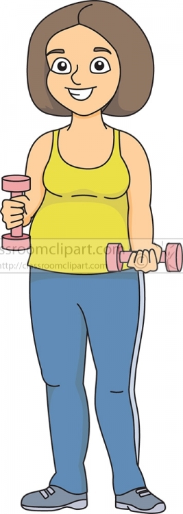 exercising with dumbbells at gym clipart