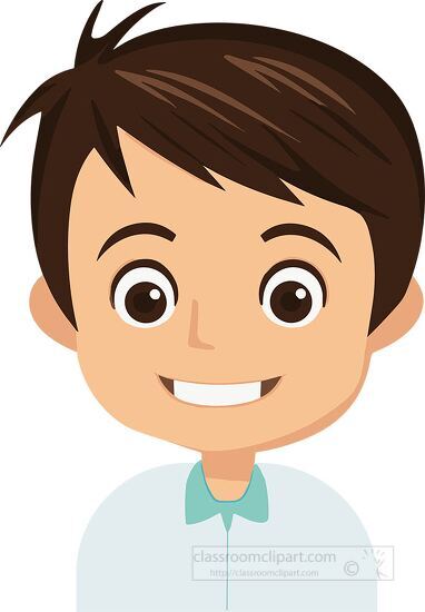 face of a boy with brown hair and a white shirt clipart