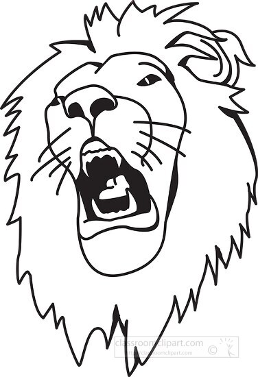 face of lion shows teeth outline clipart
