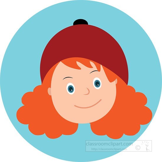 face of red head girl wearing hat clip art