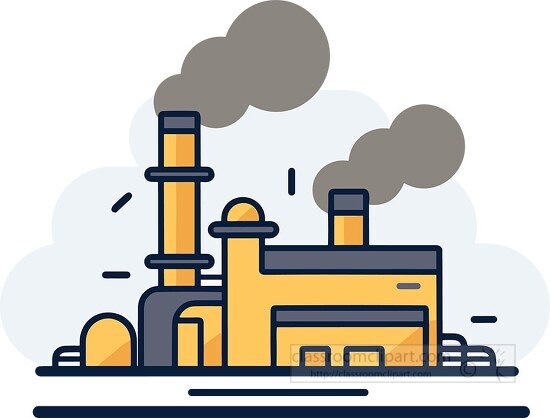 factory with emissions of smoke clip art