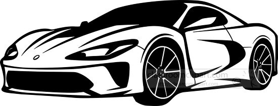 fancy sports car special wheels black outline on white backgroun