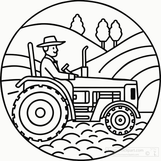 farmer operating a tractor in a field of crops
