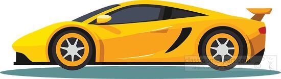 side view of a fast yellow sports car with a stylish and aerodynamic build clipart