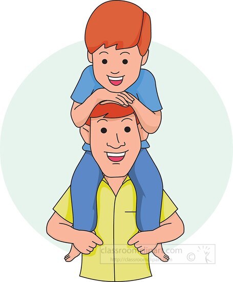 father holding son on his shoulder clip art
