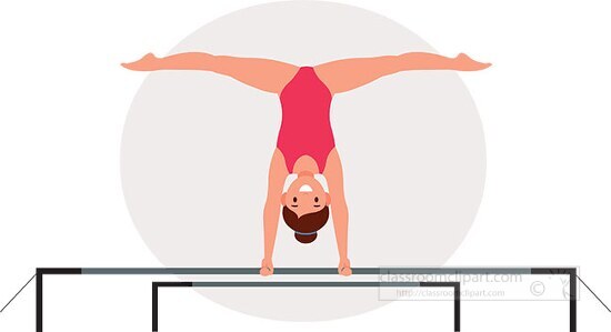 female gymnast athlete performs on uneven bars vector clipart