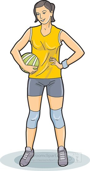 female player holding volleyball clipart