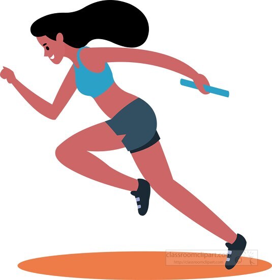 female runner holds baton in team relay race clip art
