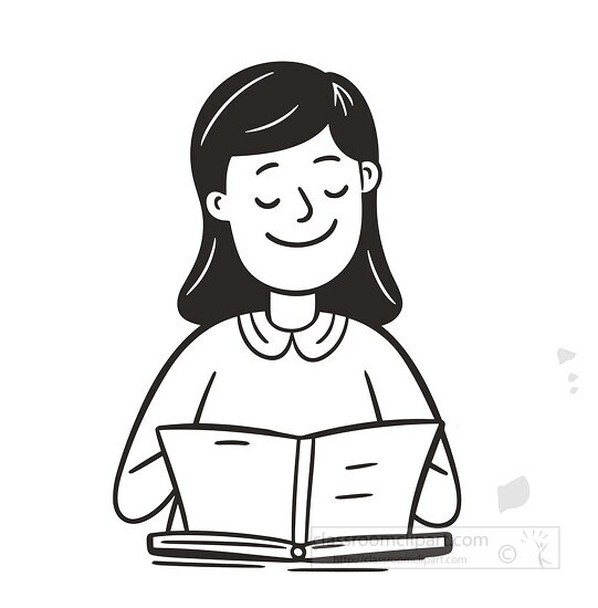 female teacher smiling using their laptop minimal line illustrat