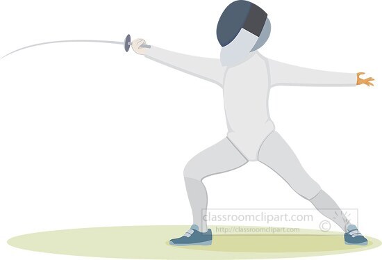 fencer holding sword in stance clipart