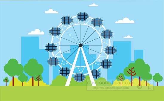 ferris wheel with city in background clipart