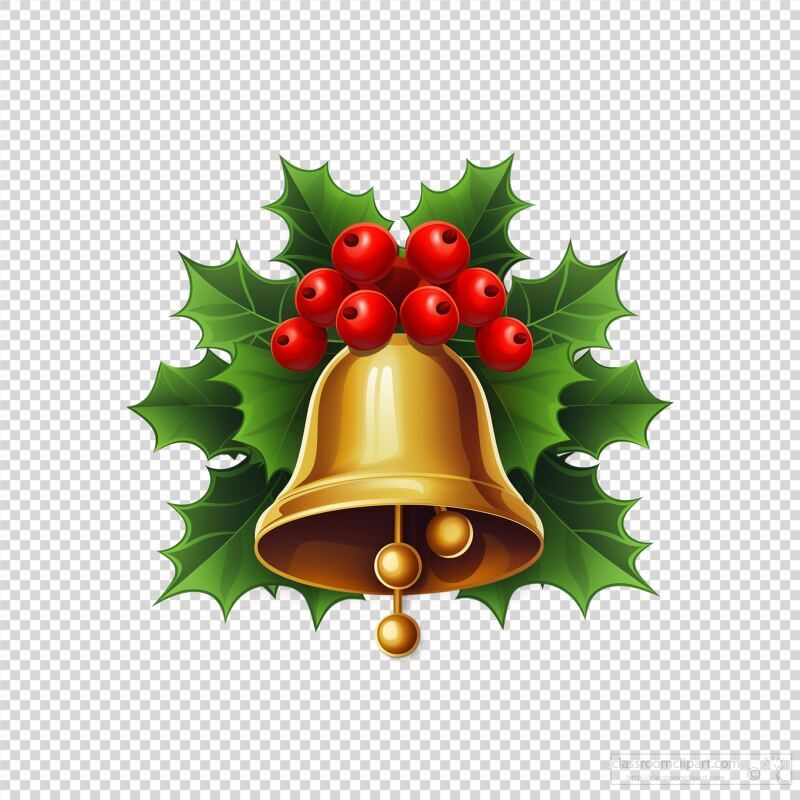 Festive Bell Decorated With Holly and Berries