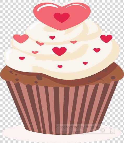 festive cupcake graphic complete with red heart candy