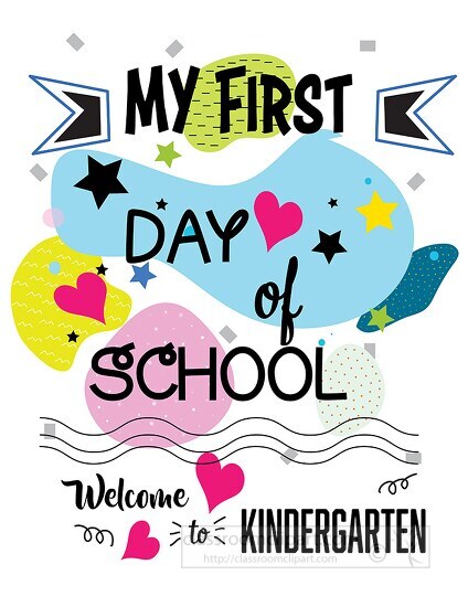 first day of school welcome to kindergarten vector illustration 