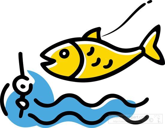 fish caught on a fishing hook icon