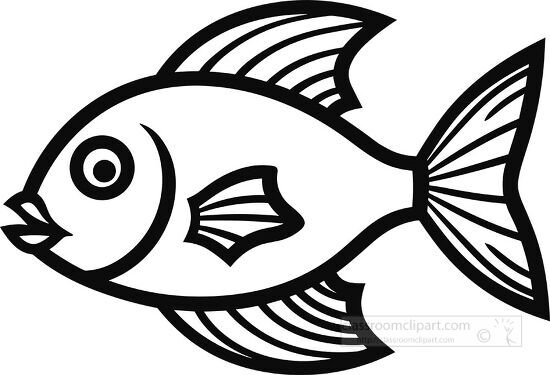 Animal Outline Clipart-fish side view black outline printable