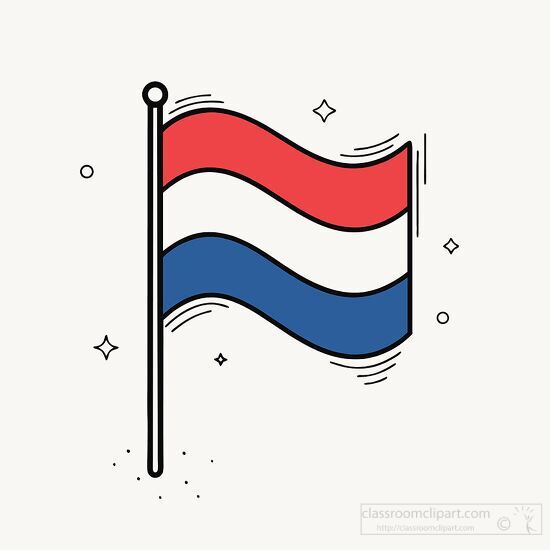 flag of netherlands waving in the wind hand drawn style