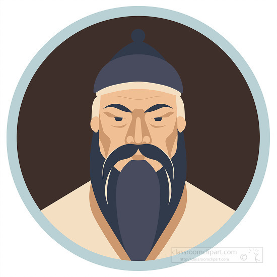flat design illustration of a historical mongol leader