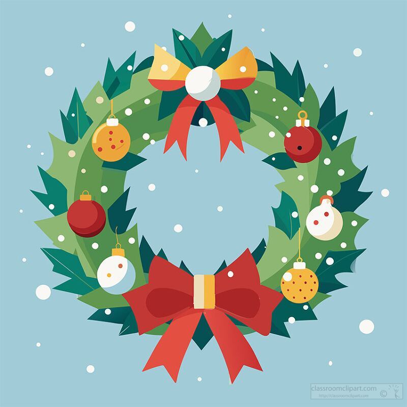 flat design winter wreaths with ribbon and ornaments wonderful for the Christmas holidays