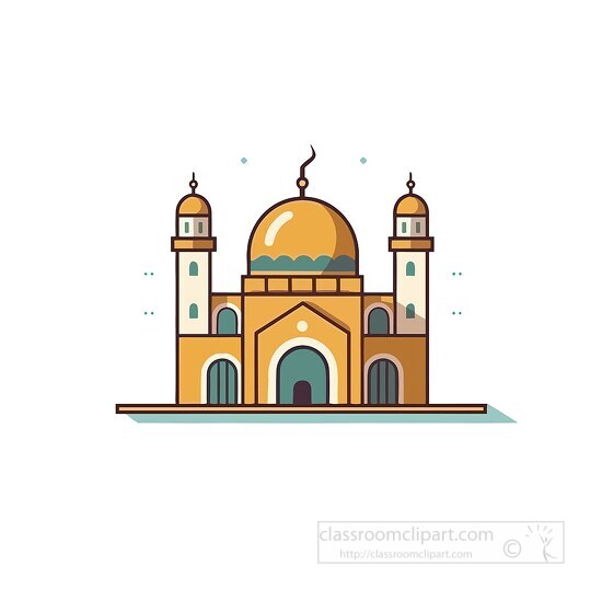 flat style illustration of a mosque with a dome clip art
