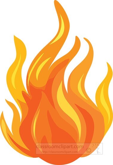 Flat style realistic fire and flames