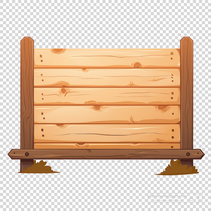 flat vector illustration of an empty signboard with a light wood