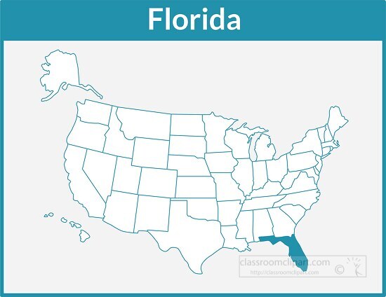 florida map square color outline clipart