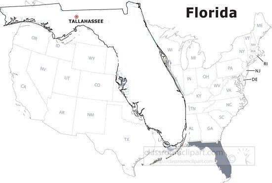 Florida usa state black outline clipart